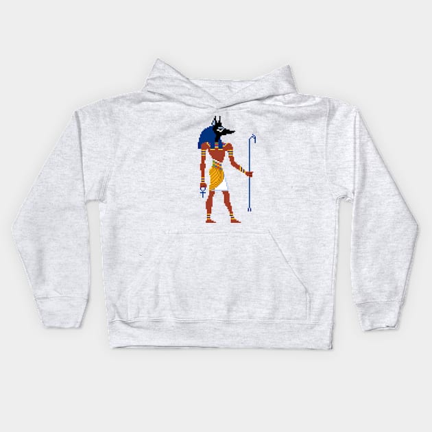 Anubis hieroglyph pixel art Kids Hoodie by PXLFLX